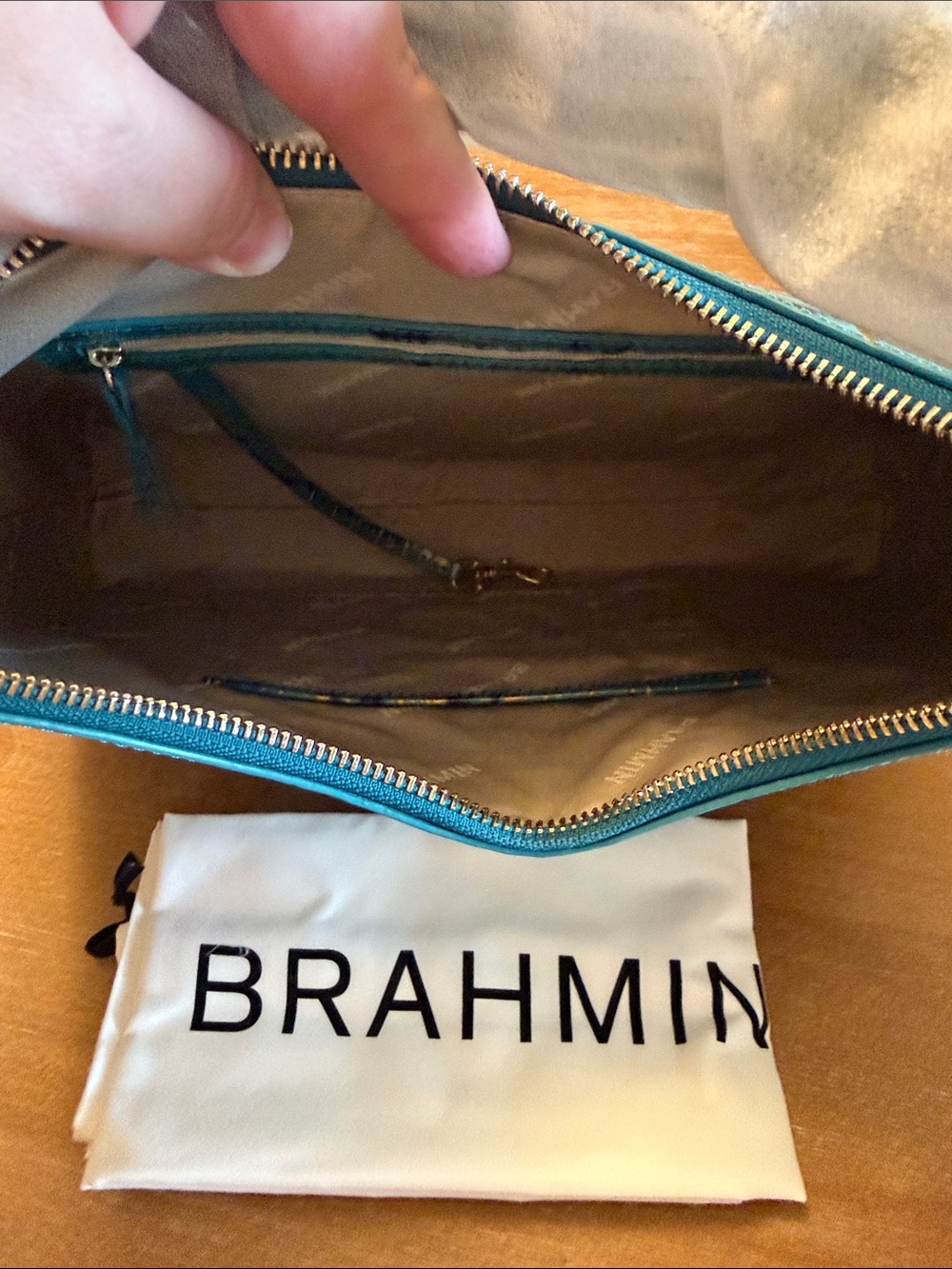Brahmin Teal Croc-Embossed Tabitha Shoulder Bag - Picture 6 of 6